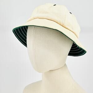 Vintage 80s Columbia Canvas Natural Tan Green Gorpcore Bucket Hat